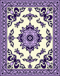 Lilac Floral Medallion Cream Border Rug