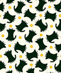 Dark Green Abstract Cats Orange Suns Rug