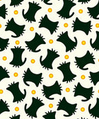 Dark Green Abstract Cats Orange Suns Rug