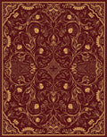 Rich Crimson Golden Floral Vine Rug