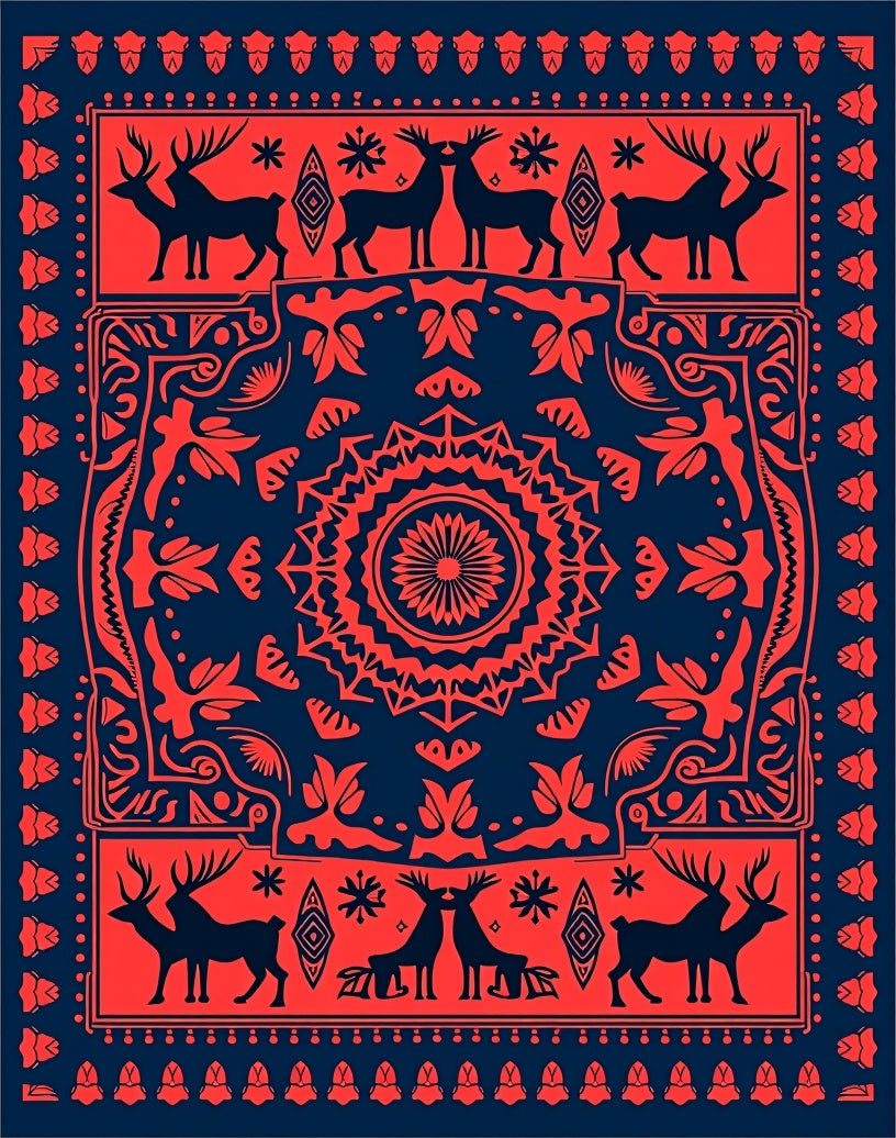 Navajo Red Deer Mandala Rug
