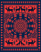 Navajo Red Deer Mandala Rug