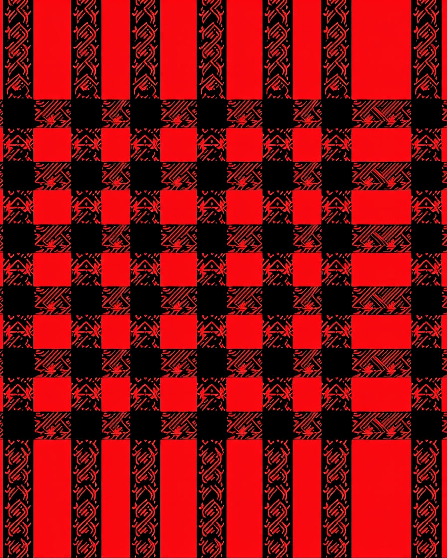 Bold Red Geometric Plaid Weave Rug