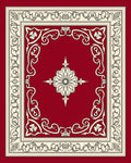 Rich Crimson Floral Medallion Border Rug