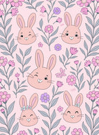 Pink Bunny Flower Garden Whimsy Rug