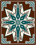 Dark Brown Teal Floral Medallion Rug
