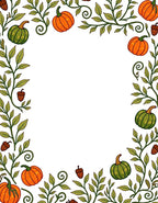 Harvest Autumn Pumpkin Vine Frame Rug