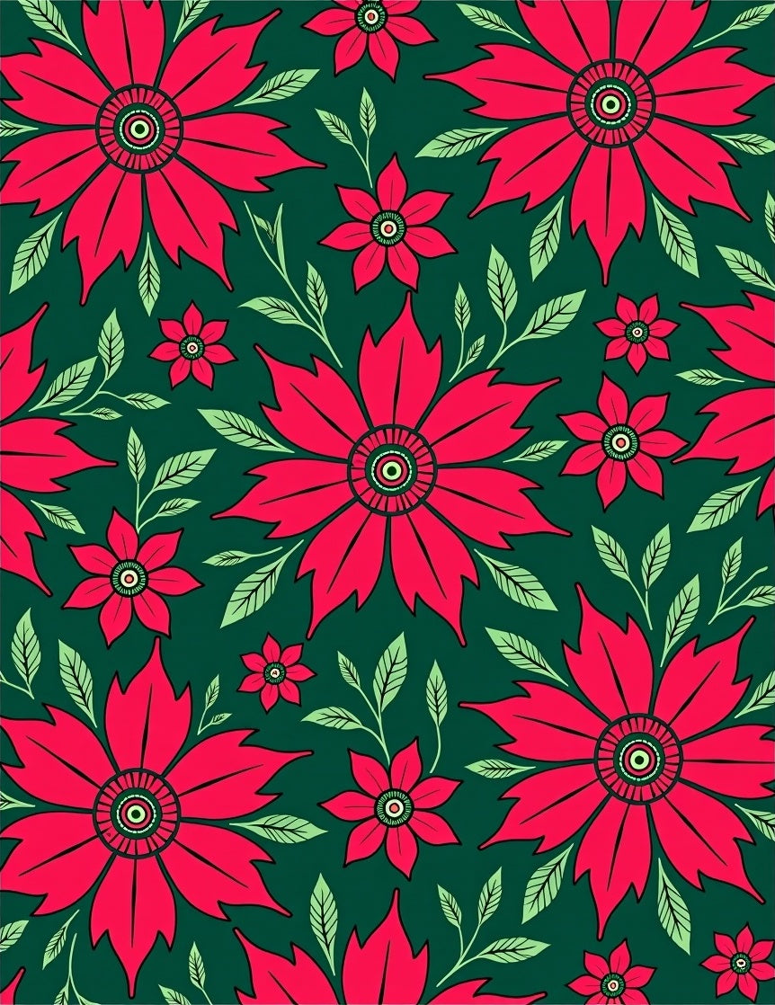 Vibrant Red Floral Branches Rug