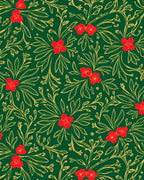 Rich Emerald Red Floral Vine Rug