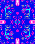 Vibrant Pink Teal Geometric Abstract Elements Rug