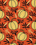 Orange Harvest Pumpkin Leaf Arrangement Rug