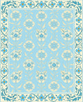 Light Blue Floral Medallion Border Rug