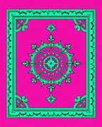 Vibrant Pink Teal Medallion Frame Rug