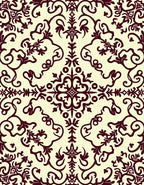 Elegant Burgundy Damask Scrollwork Rug