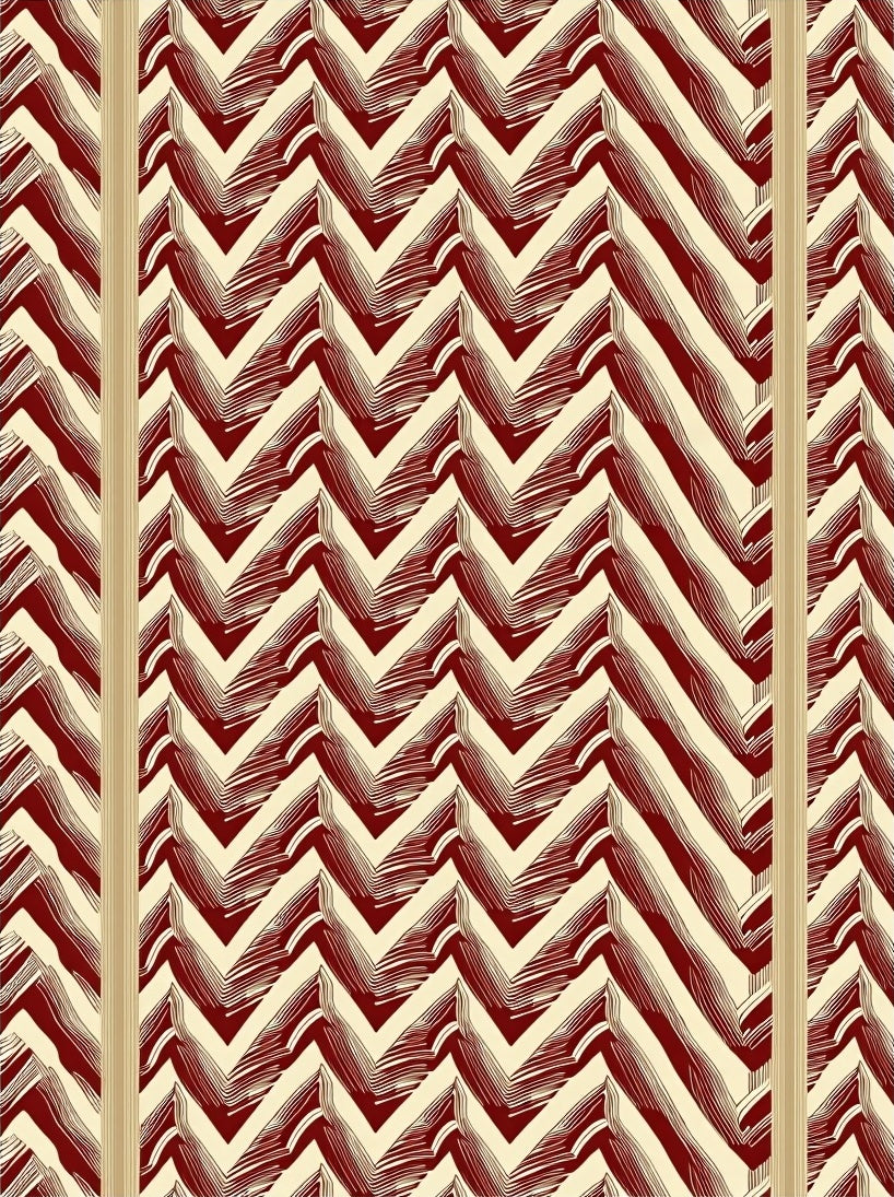 Crimson Cream Jagged Stripe Relief Rug