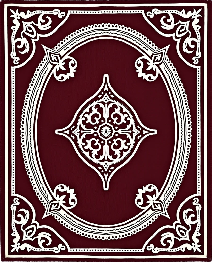 Crimson White Ornate Floral Medallion Rug
