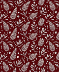 Deep Red Botanical Leaf Sprigs Rug