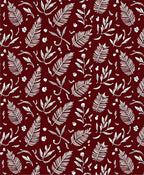 Deep Red Botanical Leaf Sprigs Rug