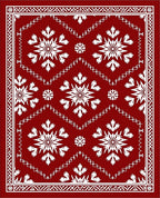 Crimson Snowflake Medallion Border Rug