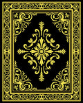 Golden Black Ornate Medallion Frame Rug