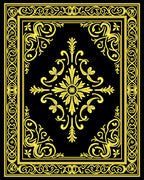 Golden Black Ornate Medallion Frame Rug