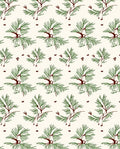 Green Pine Branch Scattered Illustration Rug