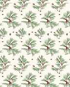 Green Pine Branch Scattered Illustration Rug