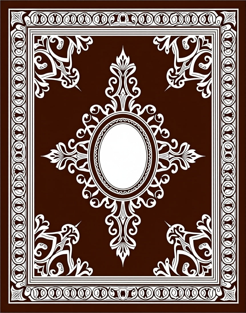 Rich Brown Ivory Ornate Medallion Rug