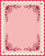 Crimson Floral Lace Border Rug