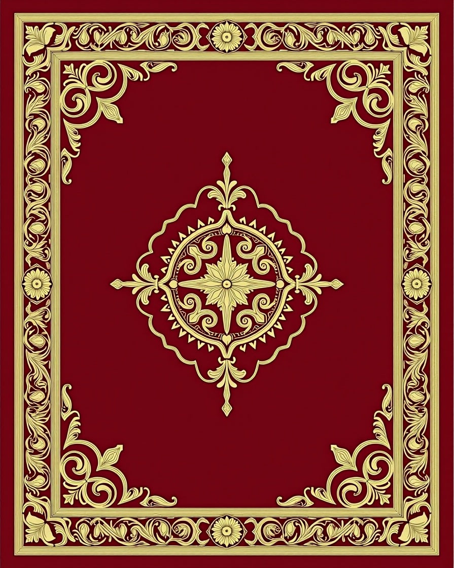 Grand Crimson Gold Floral Medallion Rug