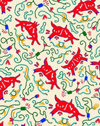Red Animal Vine Whimsical Swirl Rug