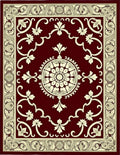 Crimson Ivory Floral Vine Medallion Rug