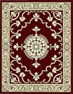 Crimson Ivory Floral Vine Medallion Rug