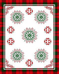 Red Green Buffalo Plaid Snowflake Mandala Rug