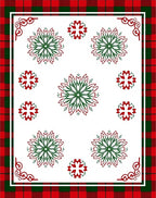 Red Green Buffalo Plaid Snowflake Mandala Rug