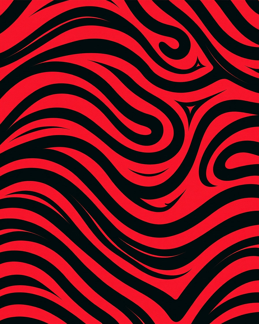 Bold Red Black Swirls Rug