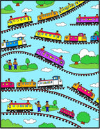 Playful Colorful Train Track Adventure Rug