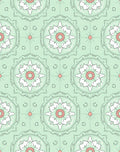 Mint Green Floral Mandala Round Rug