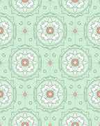 Mint Green Floral Mandala Round Rug
