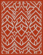 Terracotta Geometric Art Deco Scroll Rug