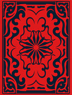 Crimson Floral Scrollwork Medallion Rug