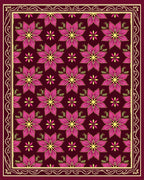 Rich Burgundy Pink Floral Medallion Rug