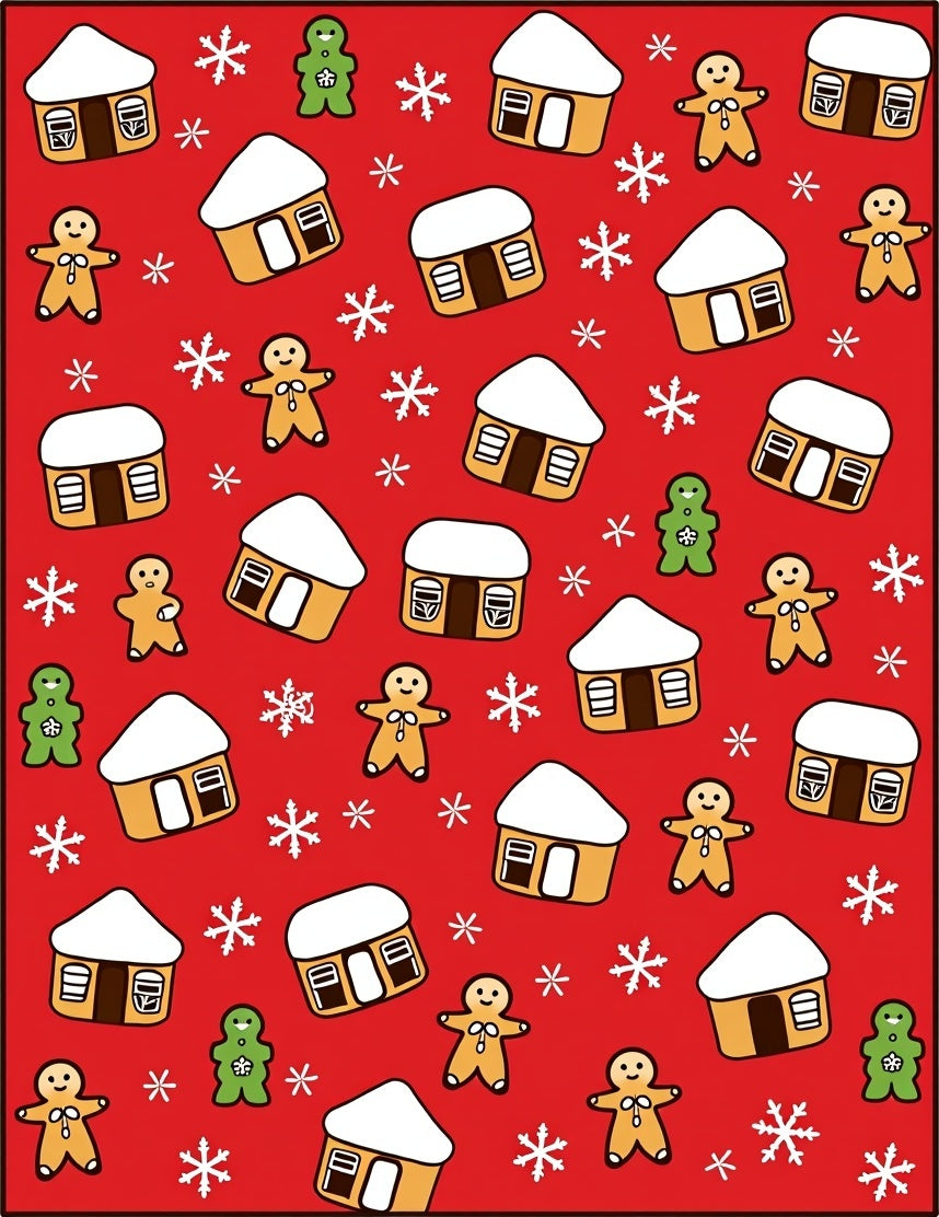 Gingerbread Houses and Snowflakes Red Rug