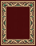 Crimson Tan Vine Floral Border Rug