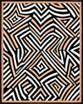 Geometric Peach Black White Abstract Form Rug