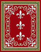 Regal Red Fleur-de-lis Border Rug