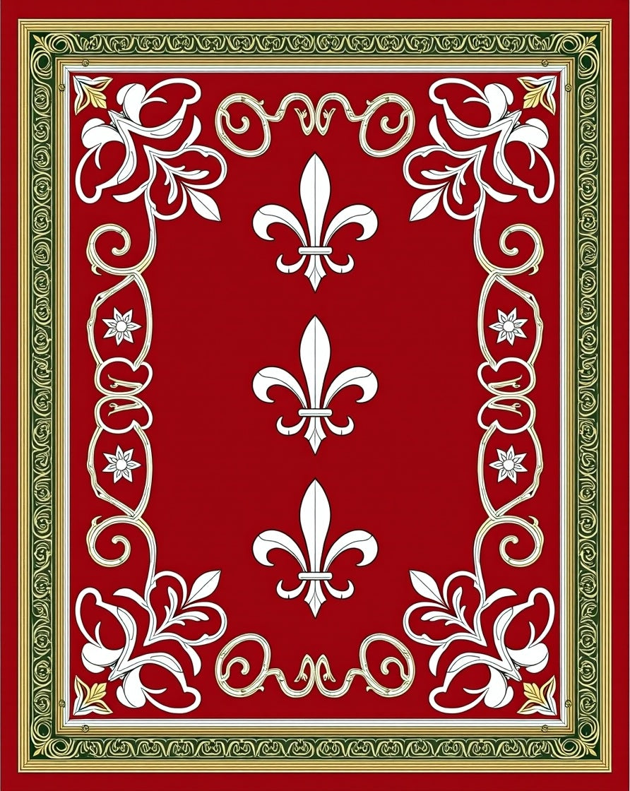 Regal Red Fleur-de-lis Border Rug