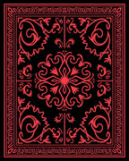 Bold Red Floral Scrollwork Borders Rug