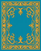 Gold Ornate Border Teal Rug