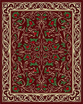 Burgundy Red Floral Scroll Vine Rug
